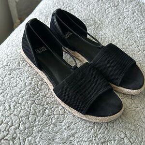 Eileen Fisher Women's 8.5 Mews Casual Knit Espadrille Flats Black Preppy Coastal